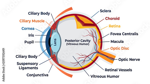 Foto Detailed Anatomy of the Human Eye - Cross Section Diagram