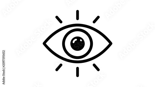 Photos Minimal black eye icon with radiating lines on white