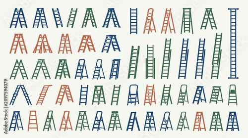 A colorful illustration of various ladders.