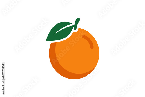 A simple flat vector illustration of a fresh orange fruit