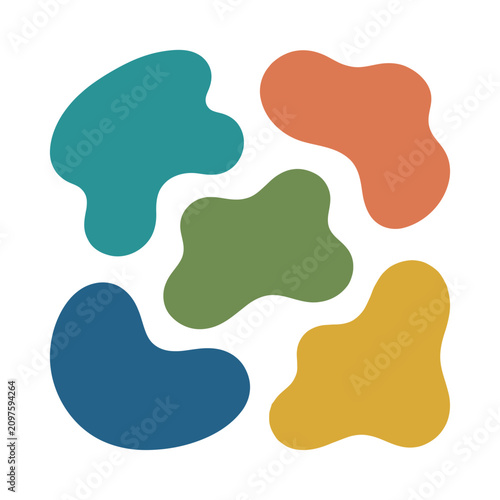 Abstract organic shapes in earthy colors isolated on a white background
