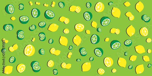 Art & Illustration, lemon and lime seamless pattern.