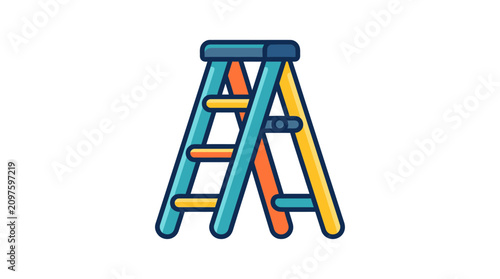 Collapsible stepladder with colorful rungs for reaching heights