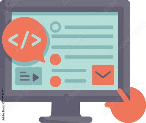 Minimalist Code Review flat design icon vector