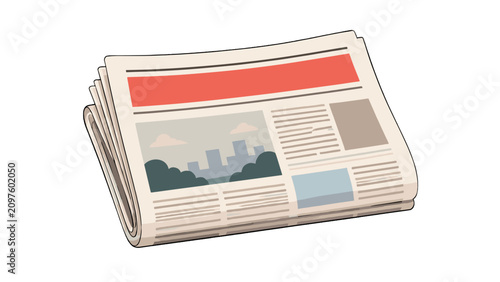Canvastavla Folded newspaper with headline and article layout illustration