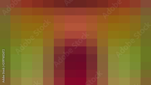 Pixelated abstract background composed of large square blocks in warm shades of red orange and yellow creating a digital mosaic effect for modern designs.