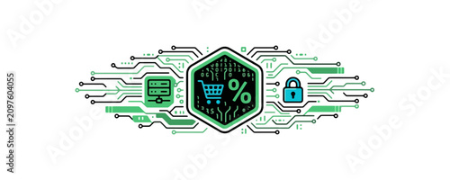 Cyber Monday Digital Matrix Tech Deals 
Banner — Matrix Green Black Cyan Circuit 
Online Sale LinkedIn Header Template