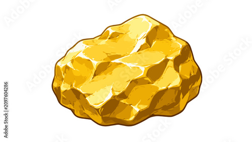 Foto Shiny gold nugget isolated on white background illustration