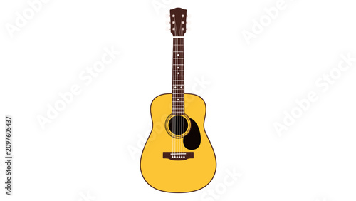 Fotografie Acoustic guitar vector illustration isolated on white background