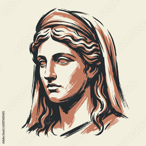 фотографія Classical Greek statue head of a goddess or muse in a dignified pose