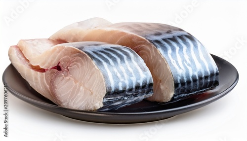 Mackerel German Makrelen Filets Almare Seafood Isolated On White Background