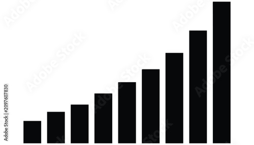 Bars of increasing height on a grid representing growth and business progress.