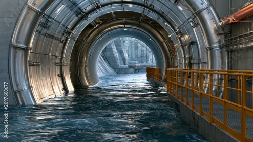 Scenic View of a Water Tunnel with Excluder Features and Sediment Management System
