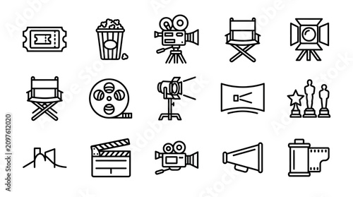 Bild auf Leinwand Cinema Icons Collection: Movie Production, Entertainment & Film Industry Symbols