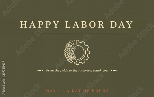 Happy Labor Day Greeting Card with Festive Design and Text. Celebratory Card for Workers and Holidays. Professional Holiday Message for Employees a...