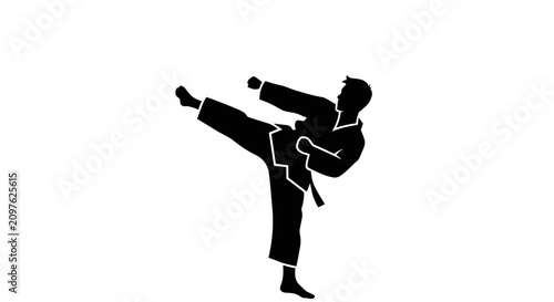 Fotografía Man in karate kicking stance.