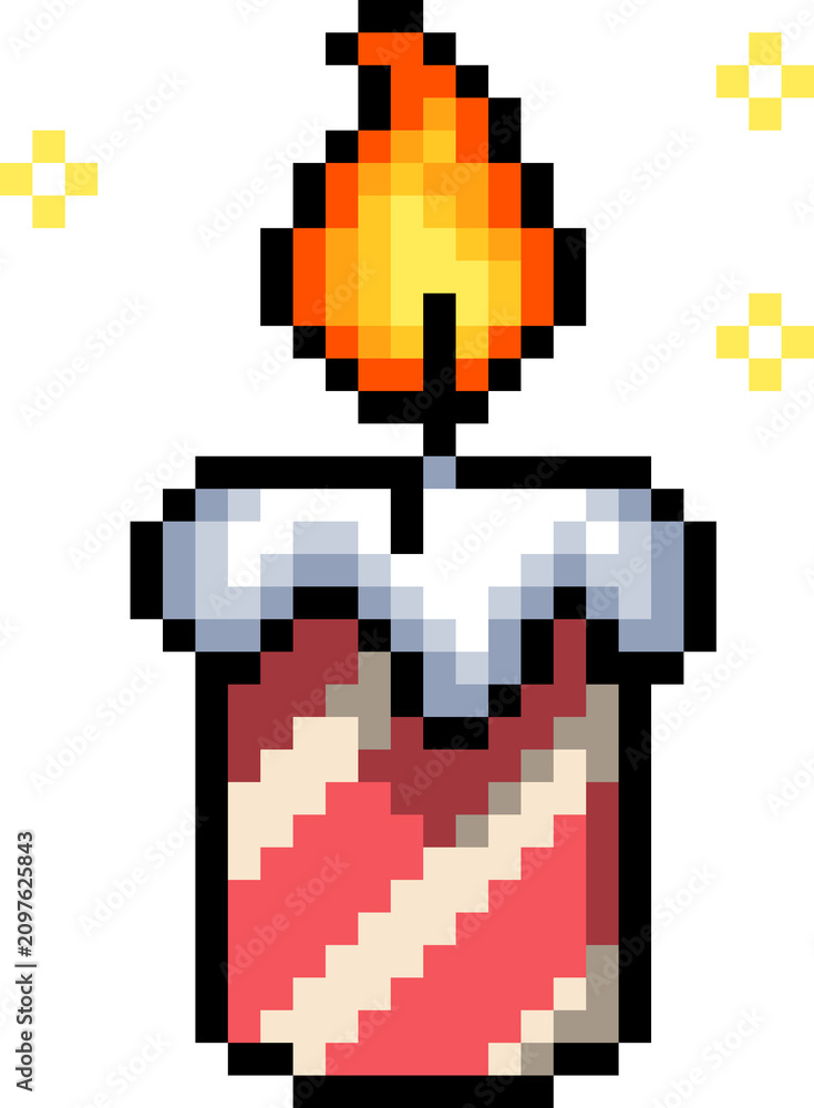 Fototapeta premium Pixel Art Party Candle Flame Icon