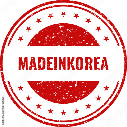 Canvastavla Distressed red 'made in korea' stamp authenticity and origin seal for products