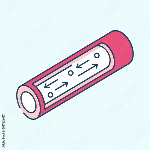 Illustrated pink battery with power symbols and arrows.