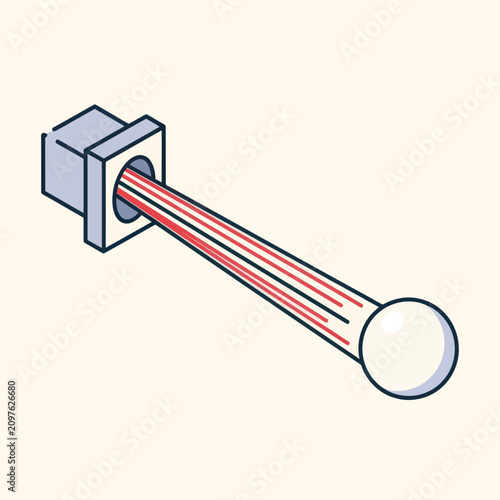 Futuristic laser projector emitting light beams.