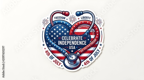 Patriotic Stethoscope Heart Design Celebrating American Independence Day