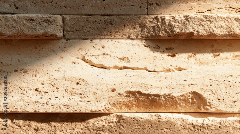 Fototapeta premium Textured Beige Limestone Wall with Delicate Patterns Highlighting Natural Elegance and Warmth