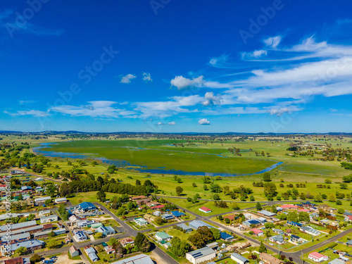An aerial view of Mother of Ducks Lagoon at Guyra, New South Wales, Australia