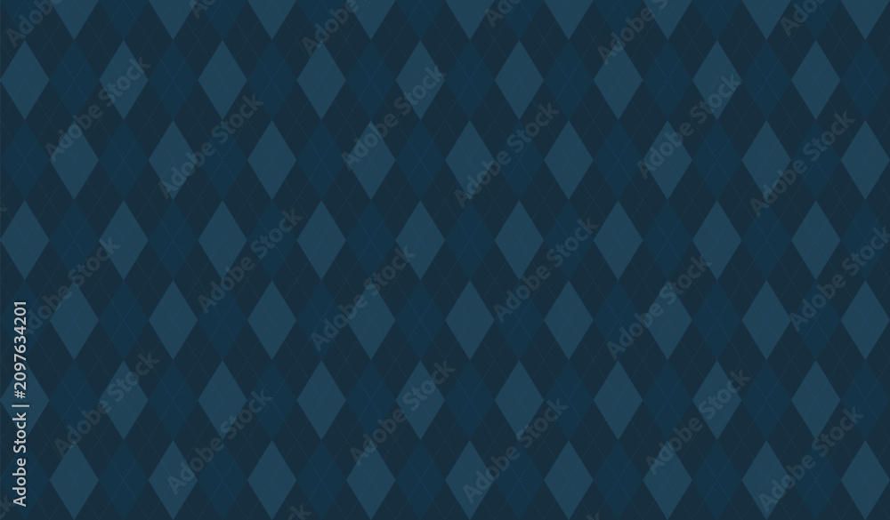 Obraz premium Argyle vector pattern. Dark green with thin slim golden dotted line. Seamless vivid geometric background