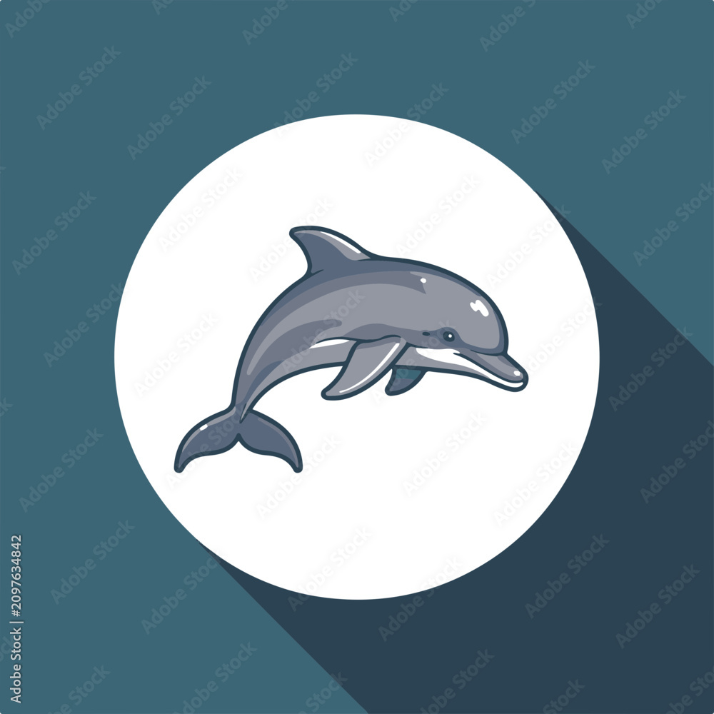 Fototapeta premium Minimalist Dolphin flat design icon vector