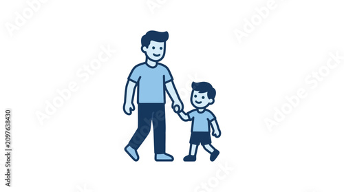 Foto Father and son walking hand in hand.