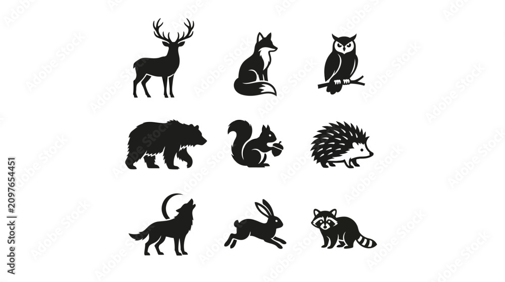 Obraz premium set vector of wild animals and forest animals