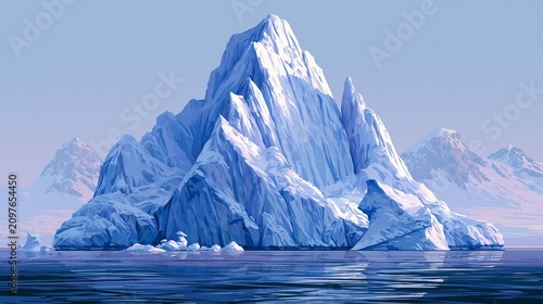 Majestic iceberg floating in calm arctic waters under clear sky