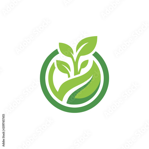Green leaf logo icon. Eco friendly plant symbol for sustainable business.