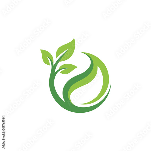 Green leaf logo design. Eco friendly symbol for sustainable business branding.