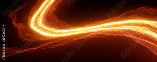 Fotografi Abstract blazing light waves ripple through futuristic space with luminous orange highlights