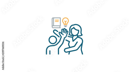 Woman teaching a young student.