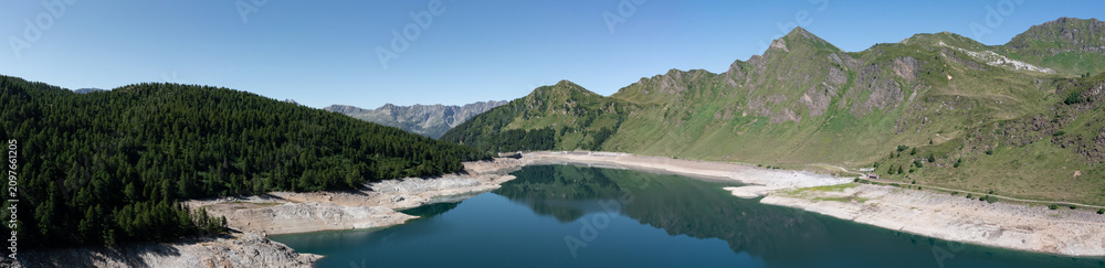 Obraz premium View of lake Ritom and the Alps, Piora, Canton Ticino of Switzerland
