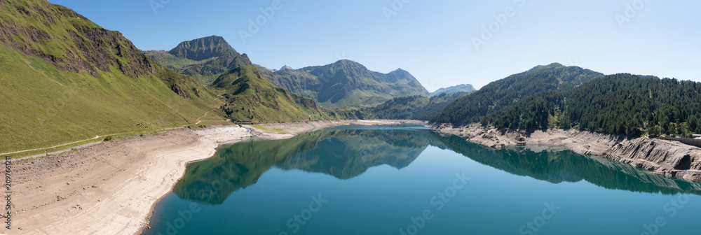 Obraz premium View of lake Ritom and the Alps, Piora, Canton Ticino of Switzerland
