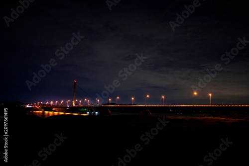 Suigo Ohashi Bridge illuminated at night, Ibaraki, Japan