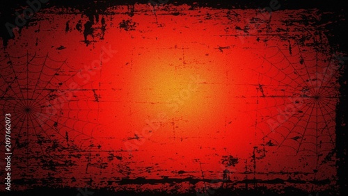 Cuadro en lienzo Halloween glowing fiery background with grunge texture and dark borders for spoo