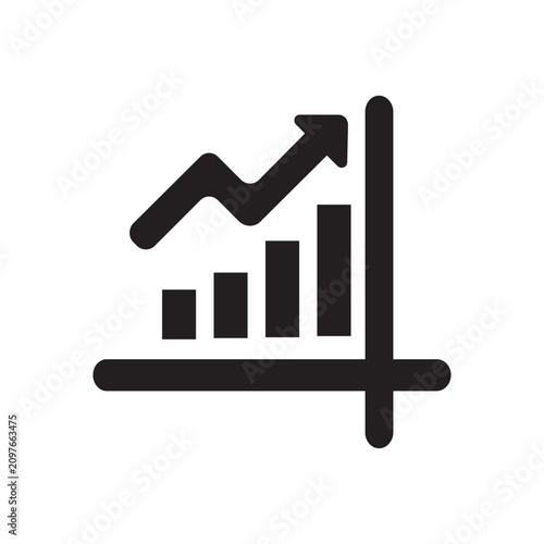 Business growth chart icon. Financial progress bar symbol for corporate data analysis reports.