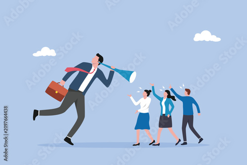 Принти на полотні Good listener boss, smart businessman trying hard to listen to all colleagues' advice, suggestion or customer feedback concept, listen and accept all opinion