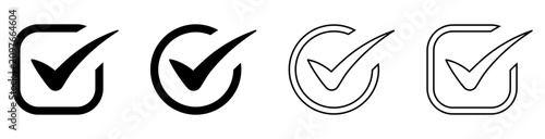 check mark icon button set. check box icon with right or correct buttons and yes checkmark icons in green tick box - checkbox symbol sign. check mark box square frame. vector illustration
