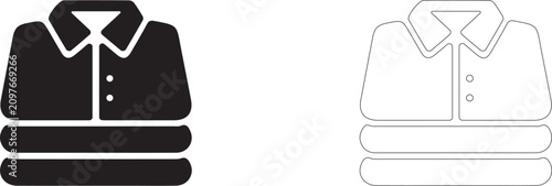 Neat stack of clothes vector icon filled and outline, wardrobe choice and closet order symbol.