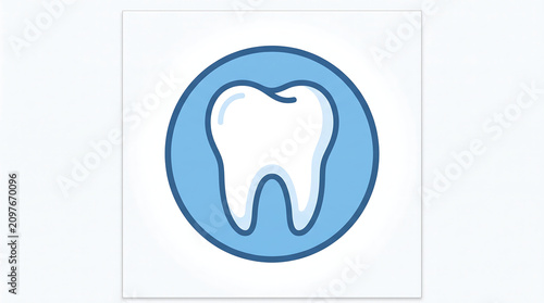 Minimalist Tooth Vector Icon in Blue Circle for Dental Care and Oral Health Symbol