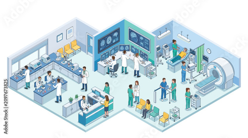 Isometric floor plan of modern neurology and medical center