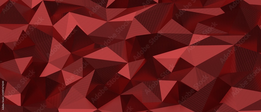 Fototapeta premium A detailed abstract background featuring interlocking red geometric shapes and polygons.