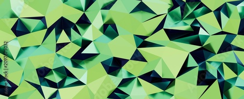 фотографія Geometric abstract background featuring sharp angles and diverse green hues, dig