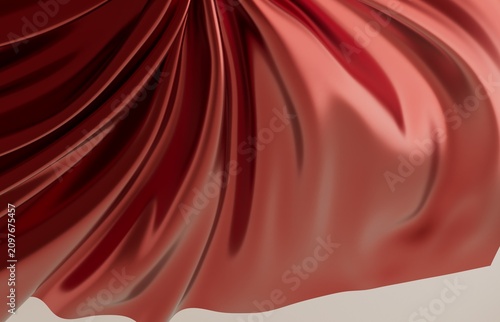 Obraz na plátně Elegant draped red silk material with soft shadows and highlights, abstract backdrop