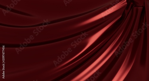 Canvastavla Deep red satin draped elegantly, showing smooth texture and flowing curves